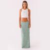 Women's Elastic Waist Bodycon Maxi Skirt Slim Fit Sexy Style Floral Sequin Embroidery Mesh Long Maxi Skirt for Beach Party Club Wear
