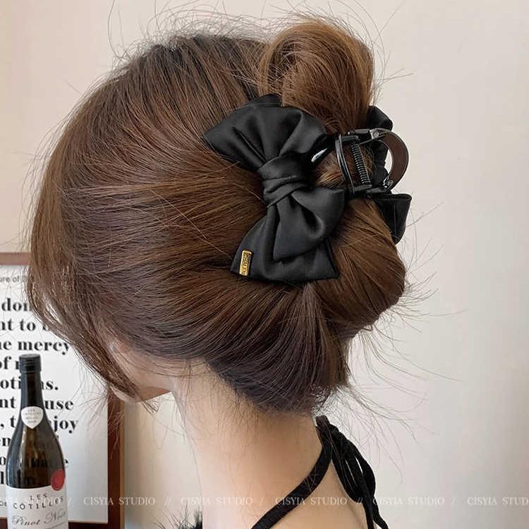 Women's Bowknot Claw Clip: Small & Medium Sizes, Ideal for Little Hair & Half Updos