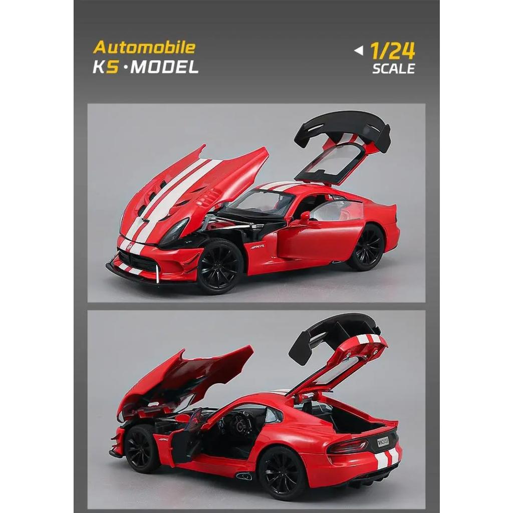 1/24 Dodge Viper ACR SRT Alloy Sports Car Model Diecast Metal Track Racing Vehicles Car Model Sound and Light Childrens Toy Gift