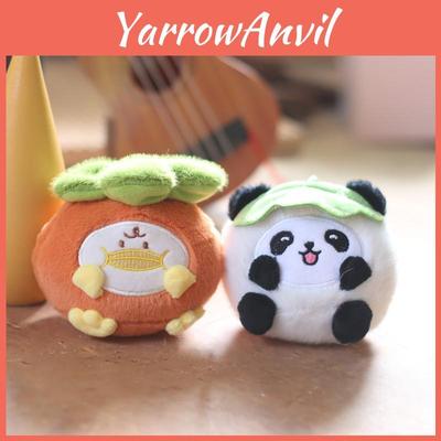 Cute Panda Plush Toy Keychain Short Plush 11cm Height Panda And Persimmon Design