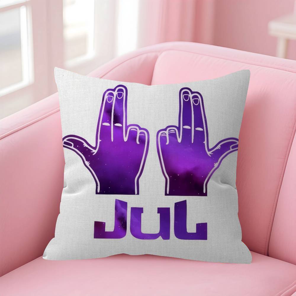 Rapper Jul Logo Pillow Gifts Home Office Furnishings Bedroom Sofa Car Cushion Cover Case 45X45Cm