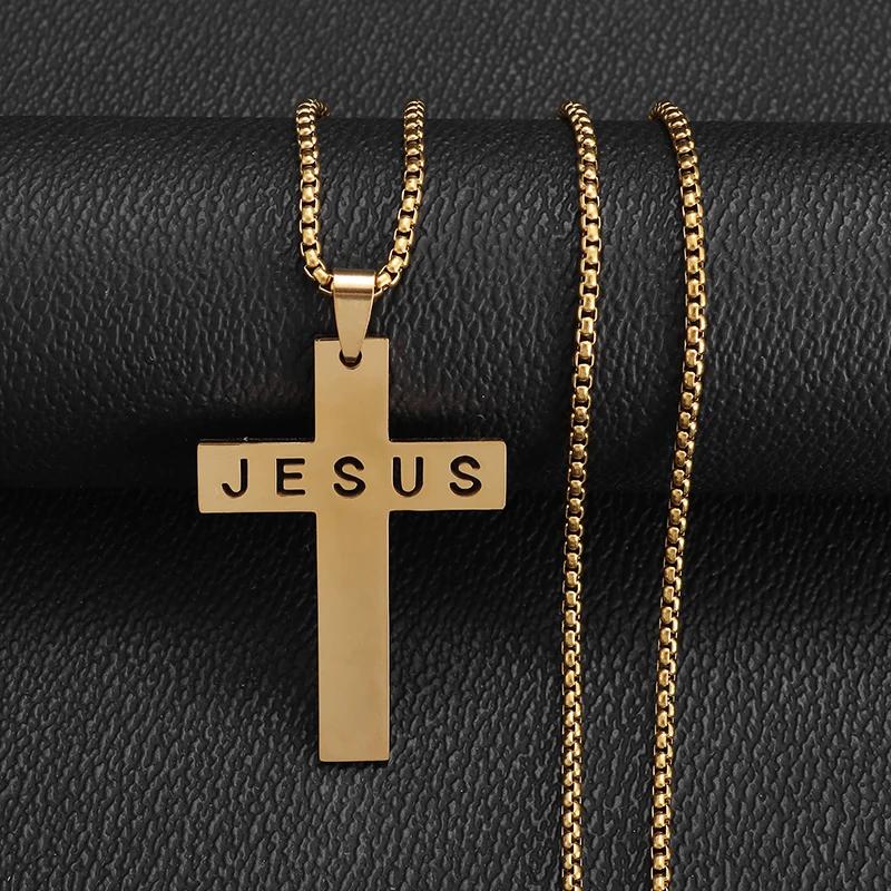 Saint St. Benedict Jesus Cross Pendant Necklace Men and Women Religious Christian Catholic Amulet Stainless Steel Jewelry