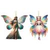 Automobile Pendant 2D Acrylic Colorful Butterflies Fairy Charm Car Decoration Car Rearview Mirror Hanging Ornament