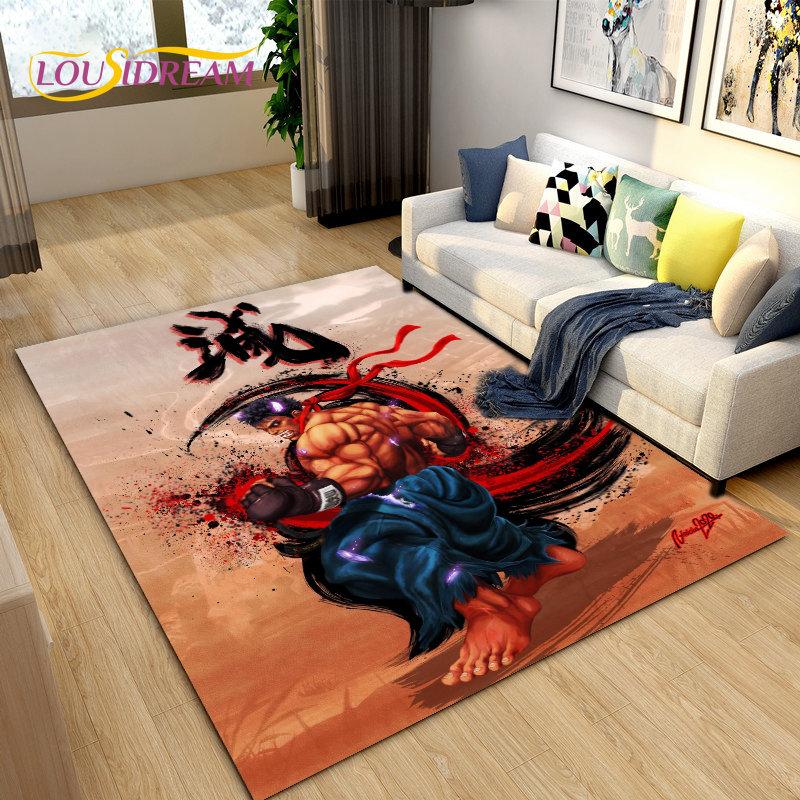 Retro Game Street Fighter Gamer Area Rug,Carpet Rug for Living Room Bedroom Sofa Doormat Decoration, Kid Play Non-slip Floor Mat