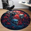 1pc Skulls Roses Office Round Area Rug, Under Office Chairs Bedroom Living Room Home Decor, Room Deco