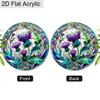 Acrylic Purple Thistle Flower Suncatcher Stained Glass Effect Window Hanging Ornament Flower Lover Gifts