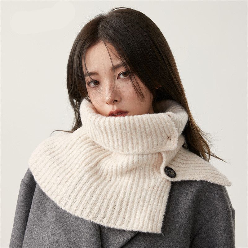 Knitted Wool Versatile Warm and Cold Neck Protection Button Shawl Neck Cover