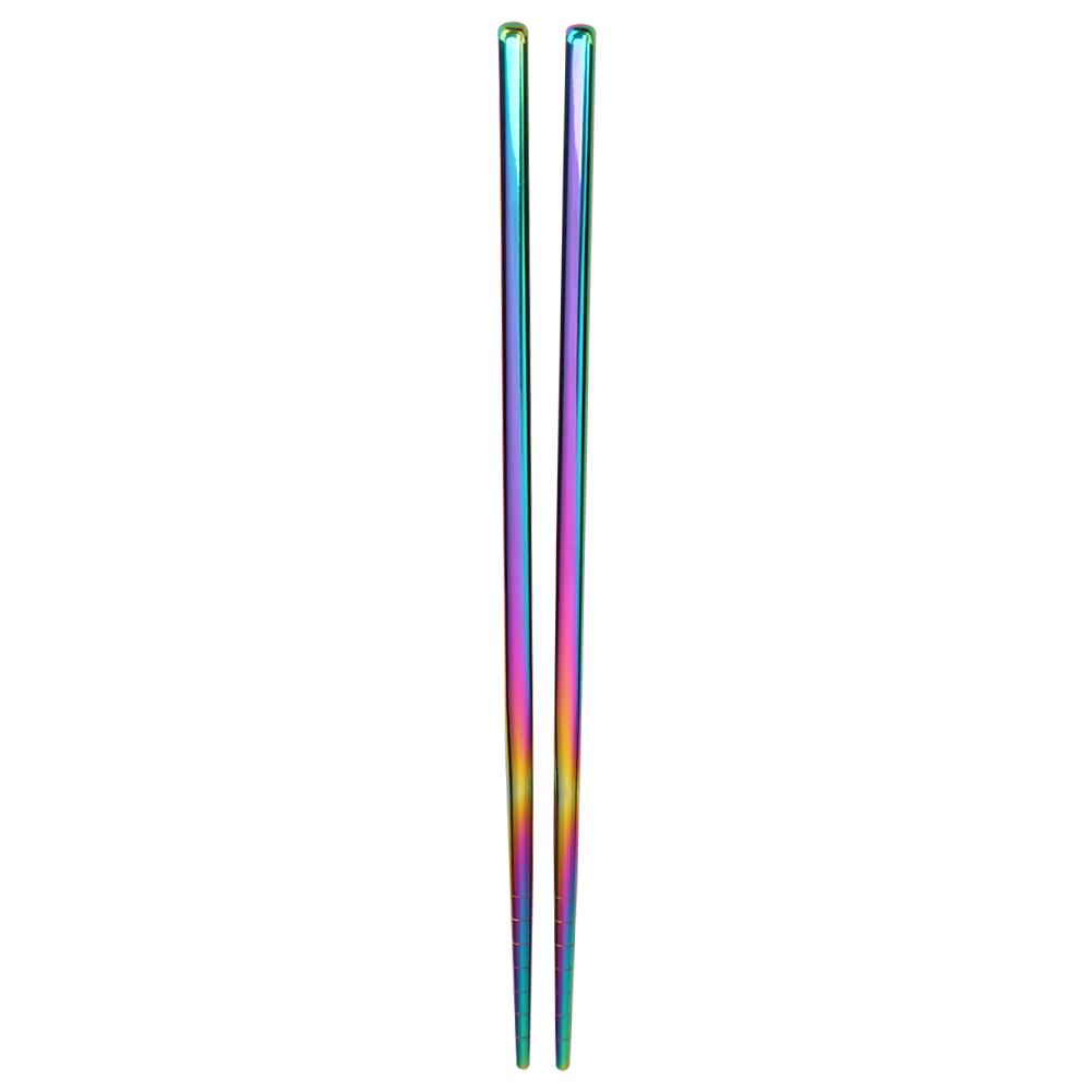 1Pair Chinese/Korean Chopsticks Non-Slip Stainless Steel Chop Sticks Reusable Food Sticks Kitchen Sushi Sticks Tableware