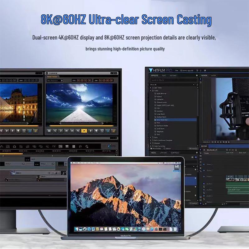 USB4 Thunderbolt 4 Cable: 40Gbps Transfer, 240W Fast Charge, 8K60Hz Display Support, Type-C