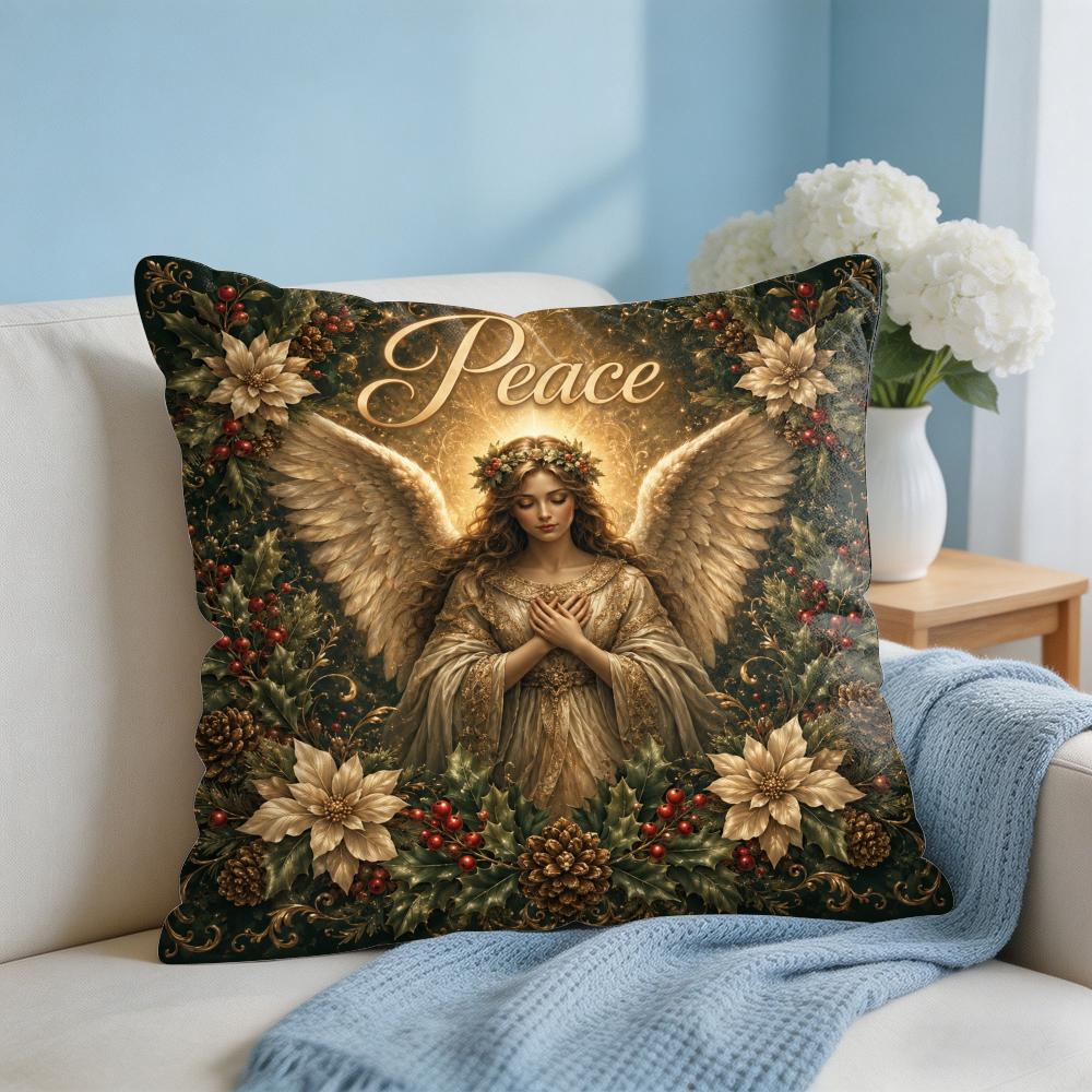 Angel Wing Divine Guardian Cushion Cover Breathable Short Plush Cushion Covers Machine Washable Wrinkle-Resistant Soft Durable