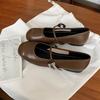New Summer Round Toe Light Mouth Silver Small Leather Shoes Flat Sole Heightened Soft Sole Mary Jane Single Shoes for Women