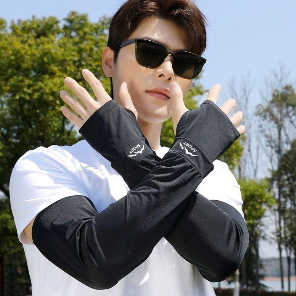 

Anti-UV Sunscreen Arm Sleeve Loose Cycling Gloves Thin Ice Silk Sleeves Summer Style A Khaki