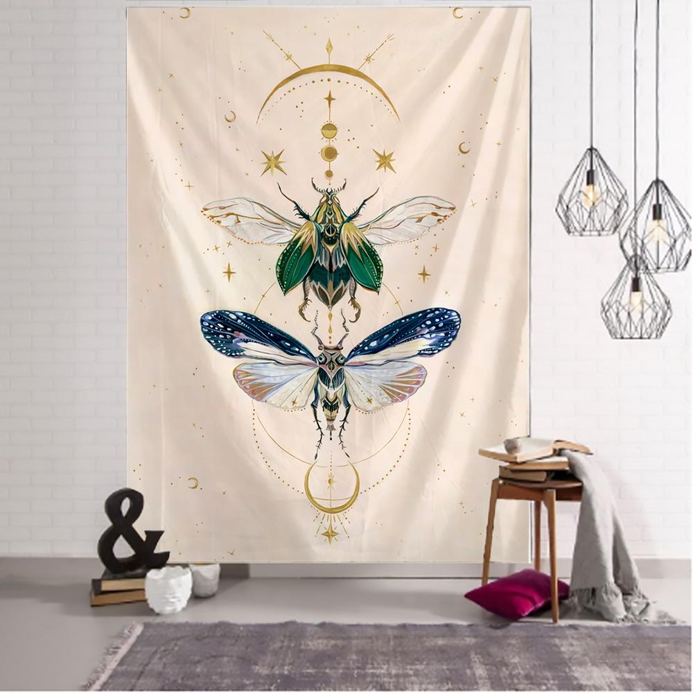 Teenage independent room decoration lace tapestry mushroom tapestry psychedelic sun, moon and stars tapestry