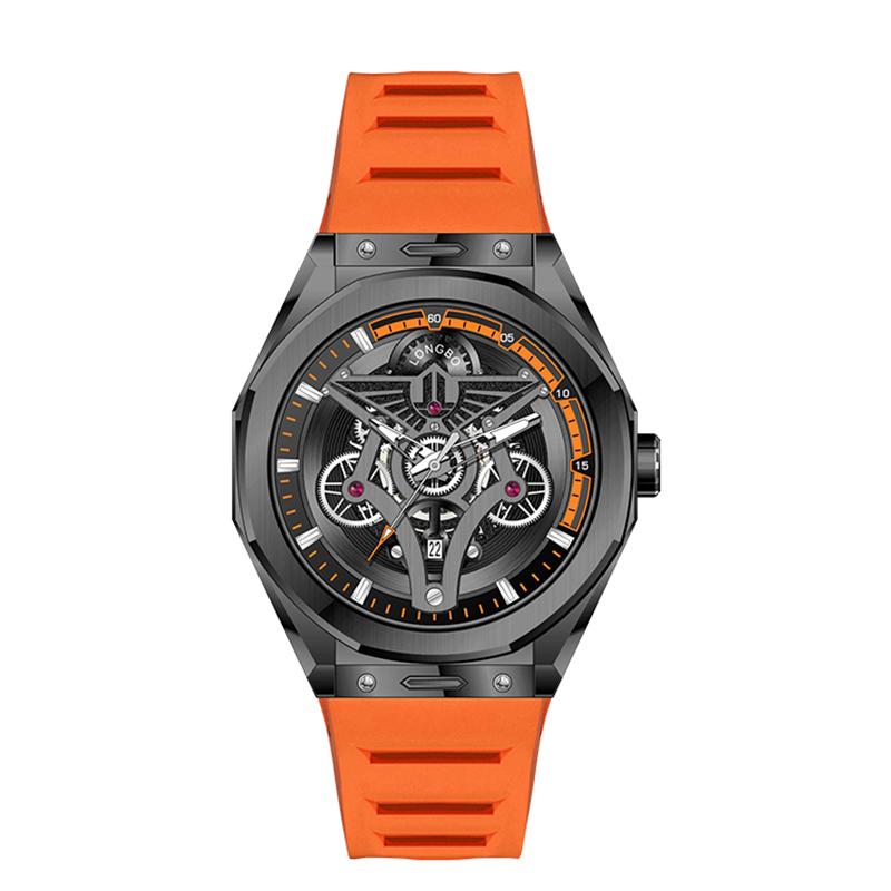 

Новые Модные Тренд Мужские Часы Люминесцентные Функция Календаря Силиконовый Ремешок Водонепроницаемые Мужские Кварцевые Часы relojes para hombres оранжевый