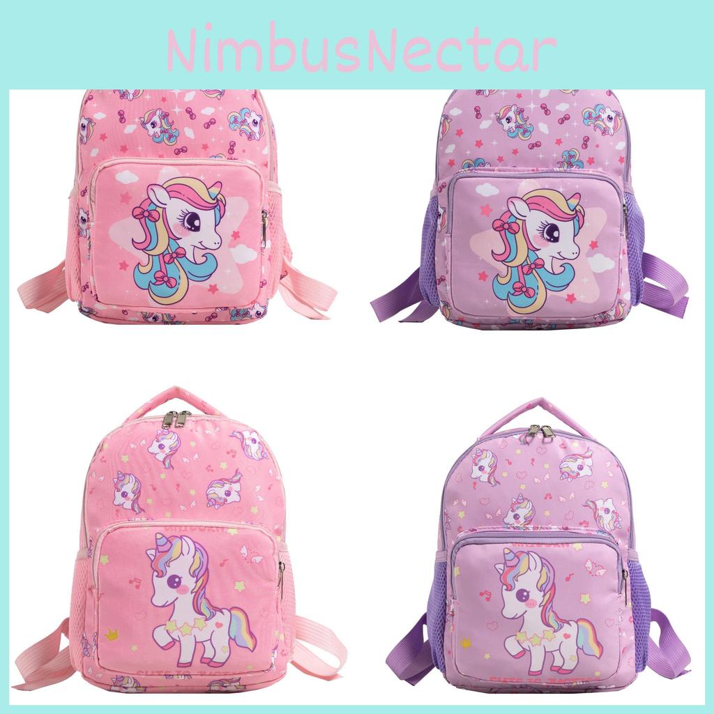 Unicorn Printed Cartoon Backpack Nylon Construction Suitable For Daily Children