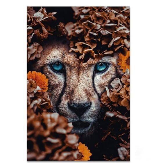 Nordic Flower Animal Mural Tiger Lion Zebra Poster And Print Mural Living Room Canvas Modern Classical Decorative Painting
