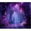 2D Dreamy Purple Forest Tapestry, Magical Fantasy Landscape Background Cloth