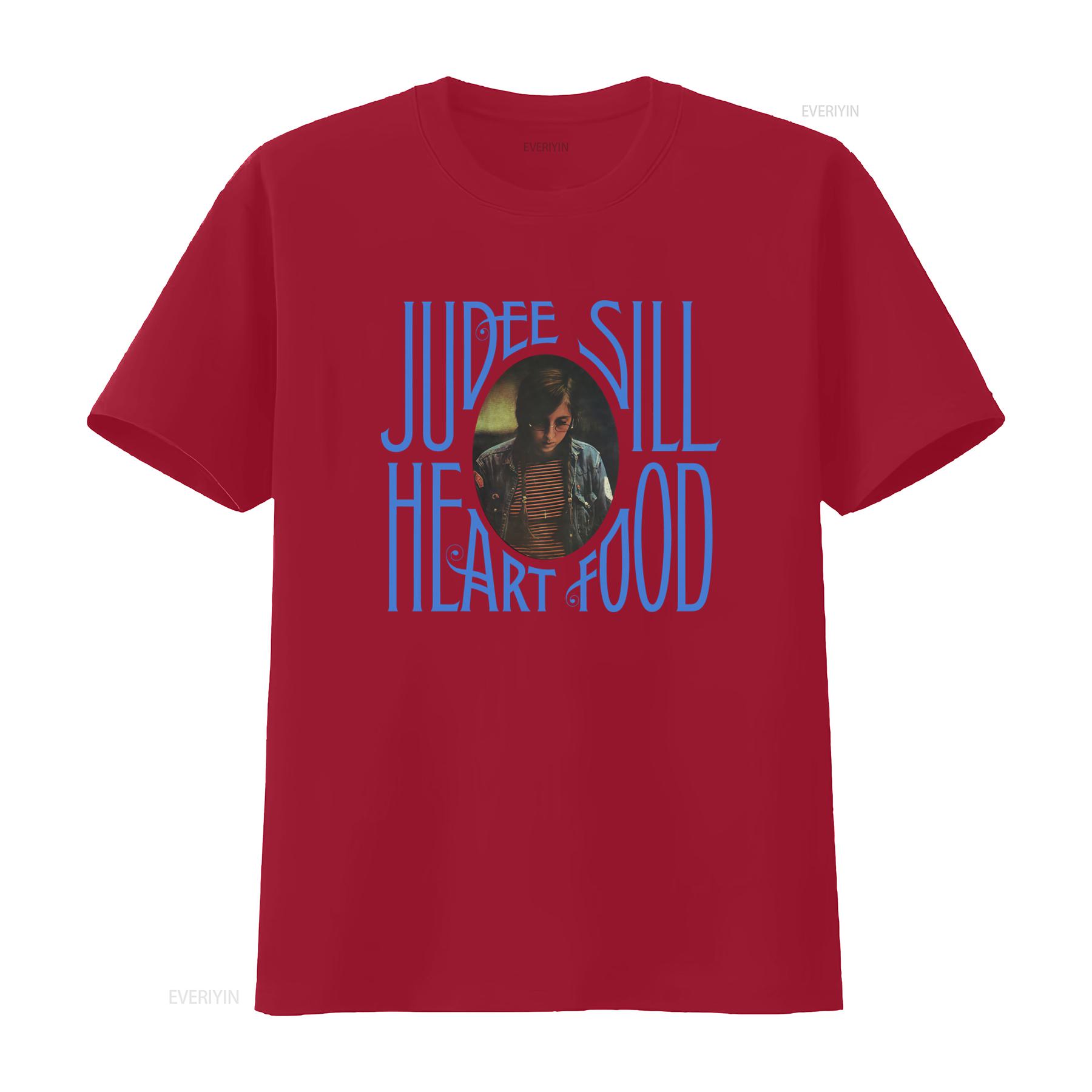 

Judee Sill Heart Food T Shirt Retro Style with Vintage Design vintage Washed Unisex Soft Casual Top For Everyday Wear Versatile S