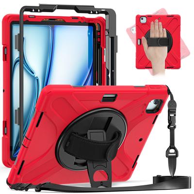 Pro iPad Air 13 (2025)/(2024) Pouzdro se stojánkem TPU+PC+Silikonový kryt na tablet s ramenním popruhem