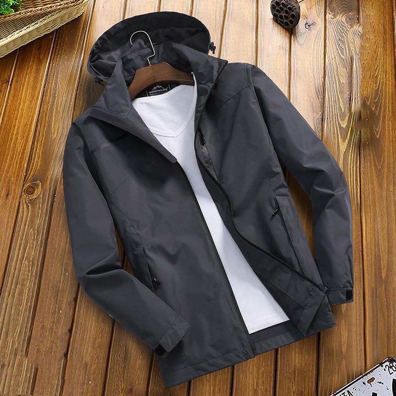 Men's Plus Size Spring and Fall Lightweight Casual Jacket Windproof Jacket Hooded Comfortable Sports Jacket