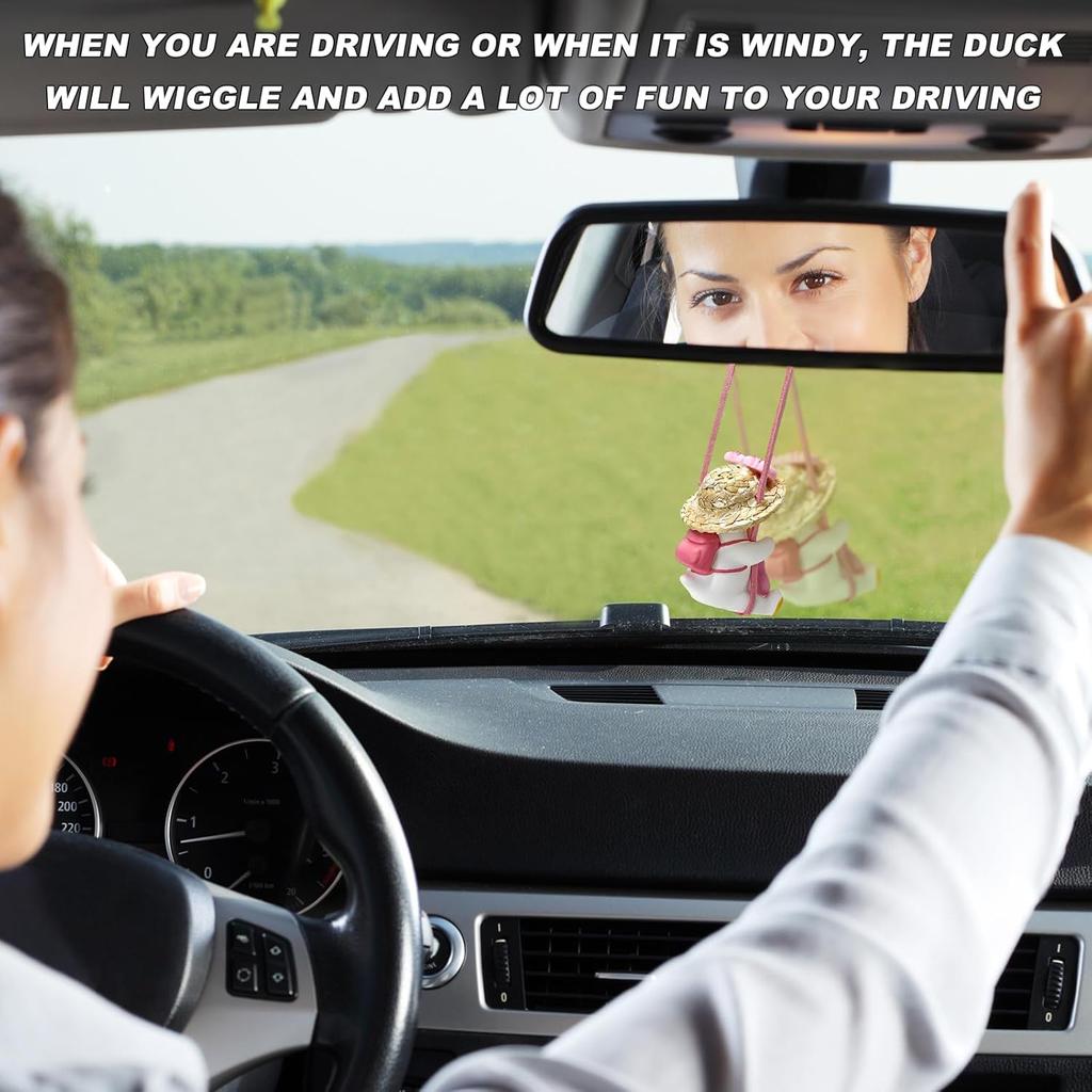Cool Swinging Duck Car Hanging Ornament, Swing Duck Pendant Rearview Mirror Decoration, Cute Swinging Ducks Interior Mirror Hanging Accessories for