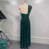   new temperament commuter ins long dress solid color suspender dress evening dress backless