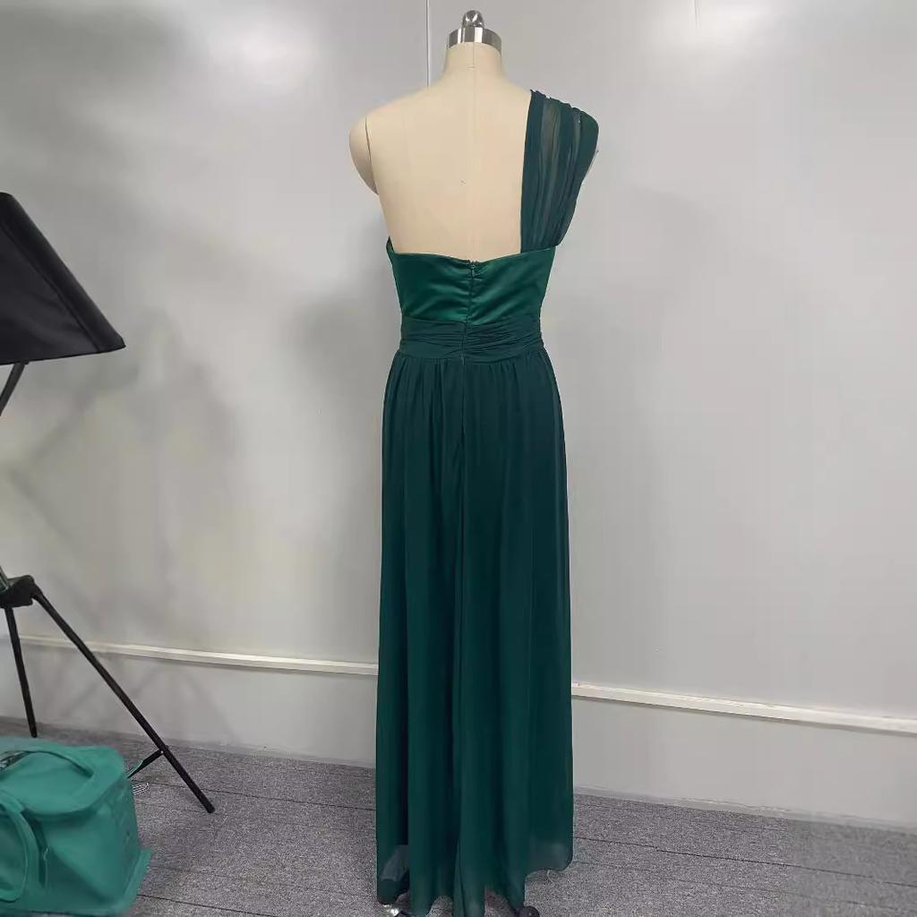 new temperament commuter ins long dress solid color suspender dress evening dress backless