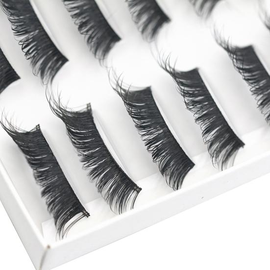 10Pairs False Eyelashes Thick Reusable Synthetic Fiber Naturals Cruelty-Free False Lashes for Daily Life