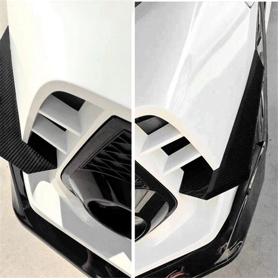 2pcs Carbon Look Front Bumper Diffuser Splitter Fins Kit For Honda Civic 2016-21