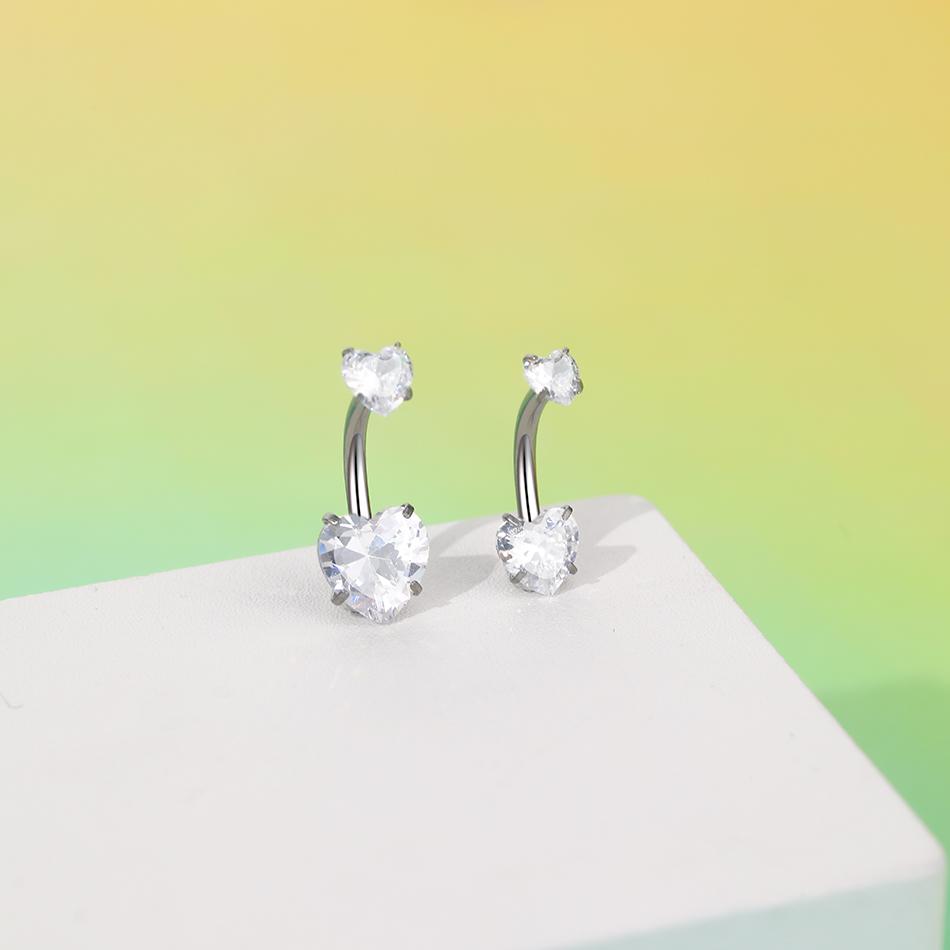 1Pc Titanium Zircon Belly Button Ring Internally Threaded Navel Ring Belly Piercing Women's Navel Piercing Body Jewelry 14G