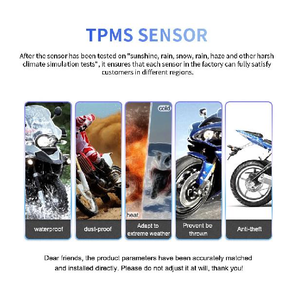CAREUD Motorcycle TPMS Tyre Pressure Monitoring System LCD Display Magnetic charging With Internal/External Pressure Sensors
