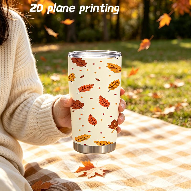 Car Tumbler 591ml Autumn maple leaf elements Straw Cup Metal Drink Mug Leakproof Tumbler Stainless Steel Tumbler Coffee Tumbler