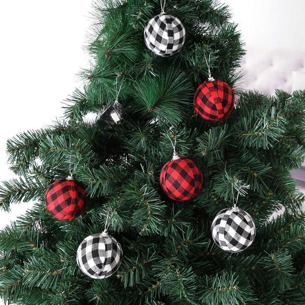 Elegant 7cm Black And White Checkered Christmas Ball Ornament Set For Festive Decor