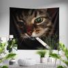 Aertemisi Funny Smoking Cat Meme Cigarette Kitty Gen Z Joke Tapestry Wall Hanging Art for Bedroom Living Room College Dorm Party