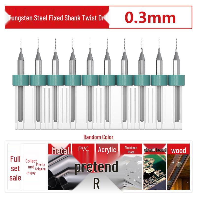 PCB Tungsten Steel Micro Twist Drill Set, 0.2-3.0mm, Fixed Shank