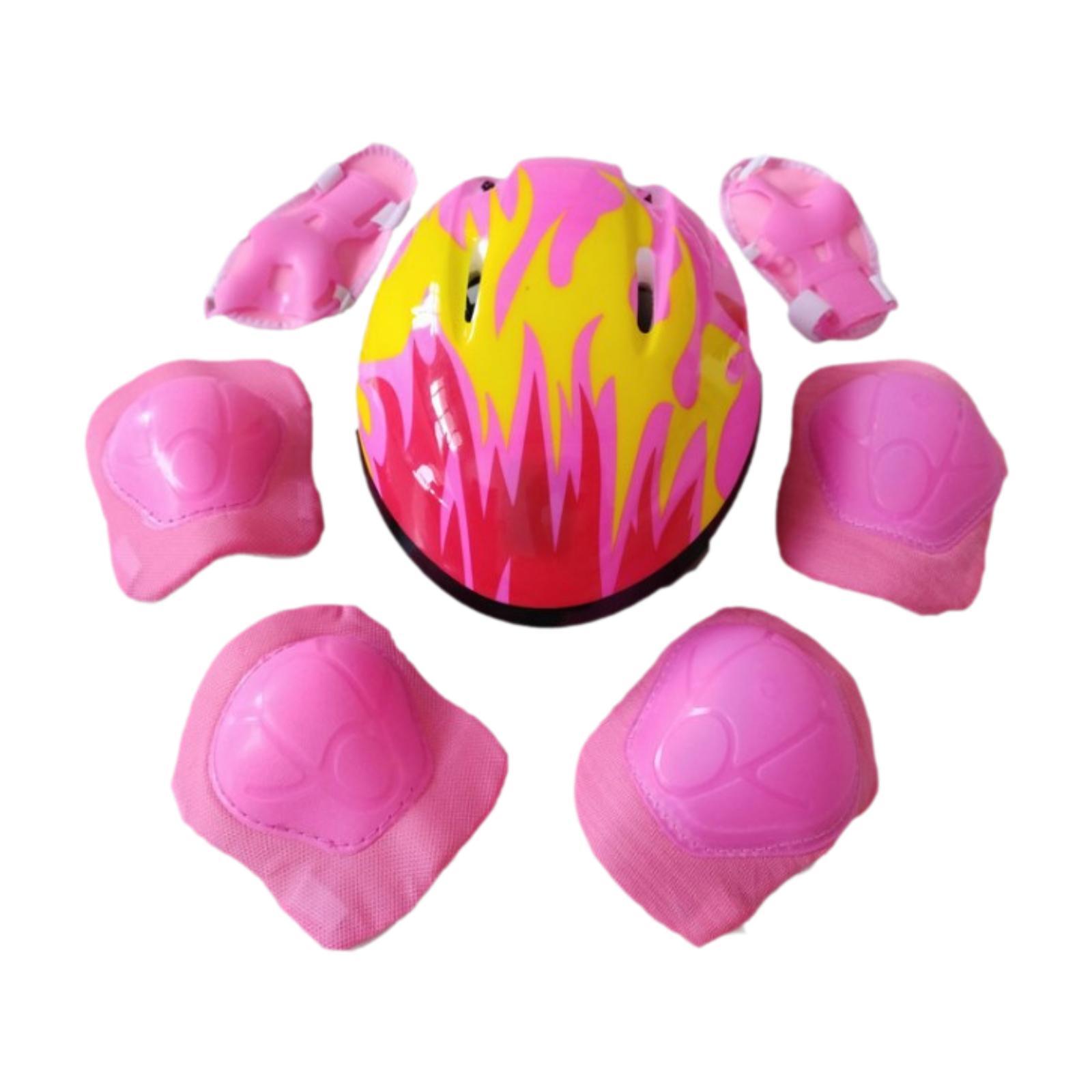 

7x/Set Kids Bike Helmet Equipment Breathable Shockproof Cycling Helmet for Skateboard Roller Skate Rollerblading Sports Girls розовый