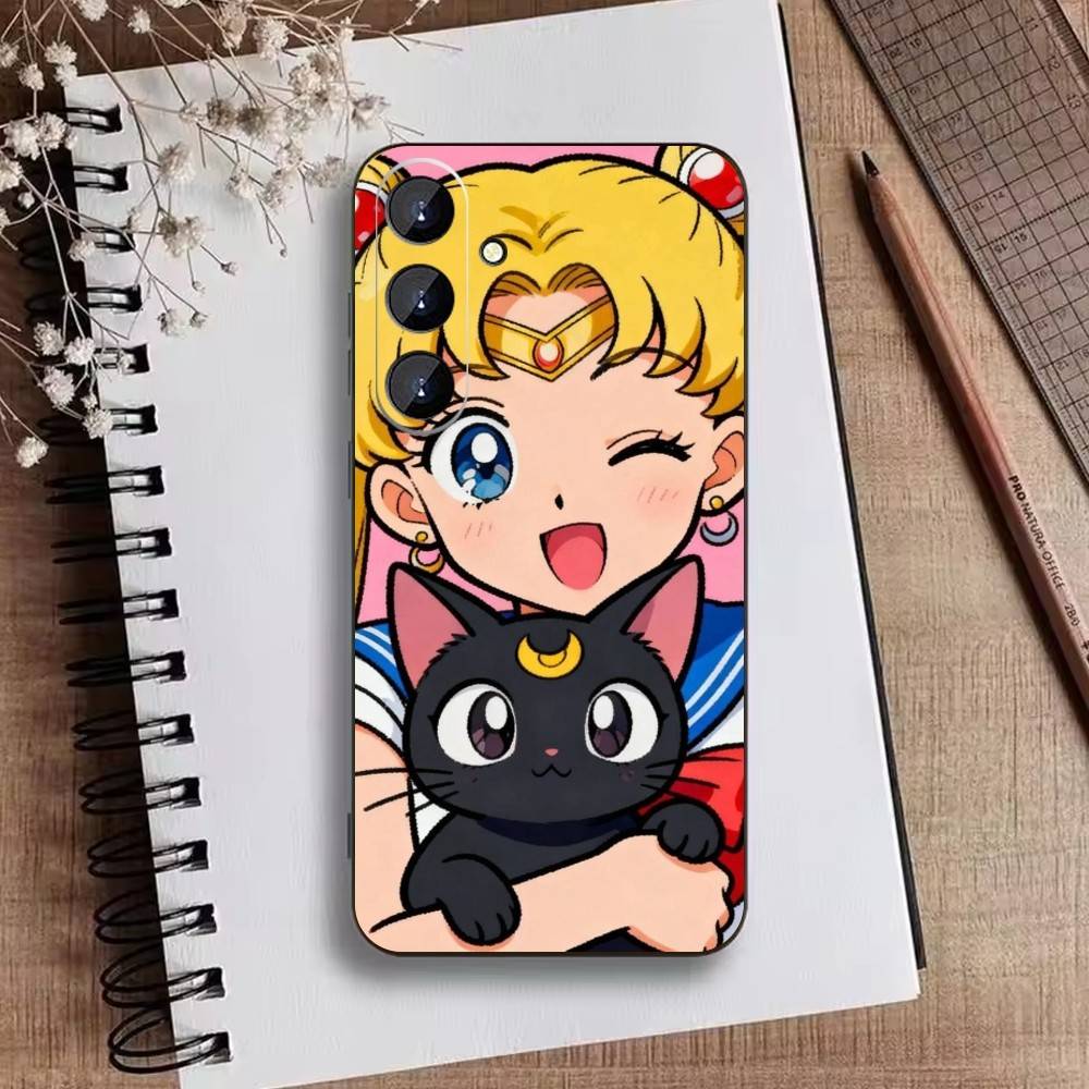 Cartoon D-Sailor M-Moons Phone Case For Samsung Galaxy A73,A21s,A22,A31,A52,A53,A71,A41Soft Black Shell