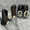 Frauen Wohnungen Plattform Knöchel Schnee Stiefel Fad Square Toe Leder Plüsch Baumwolle Schuhe Frau Winter 2025 Trend Warme Casual Botas Mujer