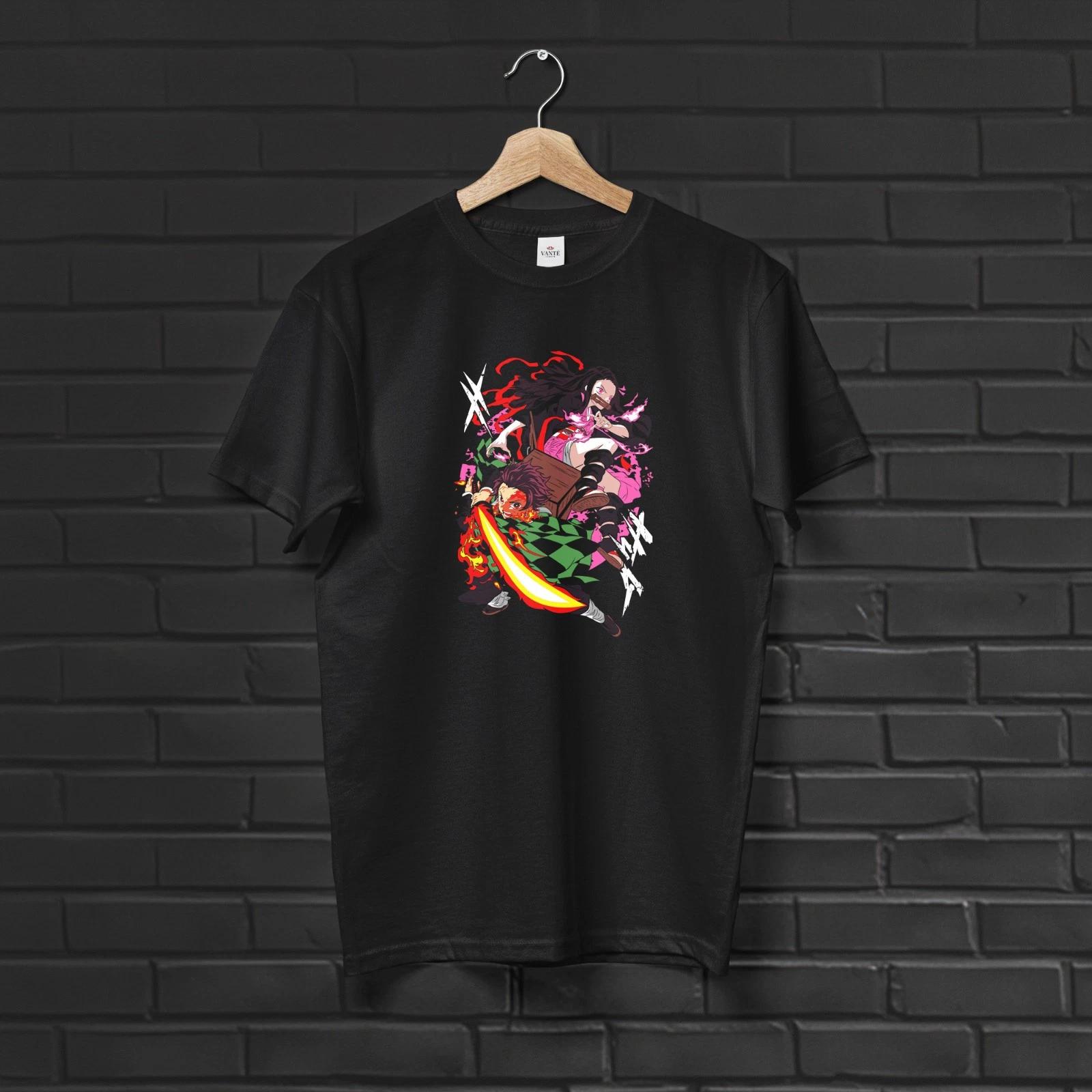 

Tanjiro & Nezuko Heavyweight T-Shirt Graphic Tee Mens Unisex Cotton Streetwear 4XL
