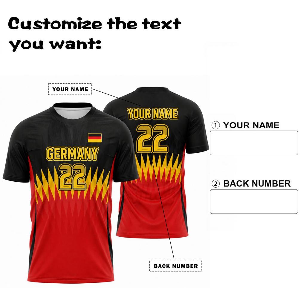 Unisex DIY International Soccer Fan Retro Street Style Crew Neck Jersey Lightweight Breathable Fabric Suitable for Outdoor Activities and Sports