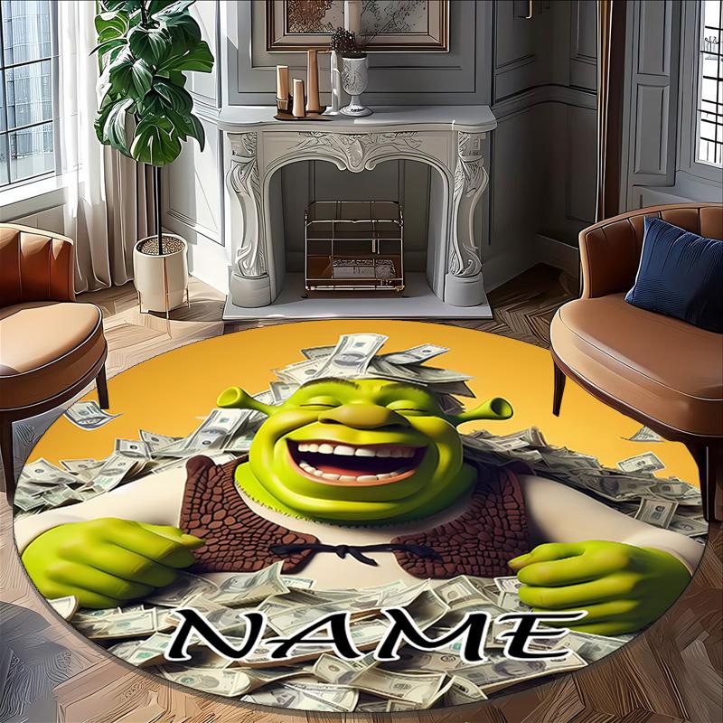 Customizable S-Shrek3 Round Non-Slip Carpet - Ideal for Garden, Picnic, Office, Perfect for Decoration, Suitable For All Seasons