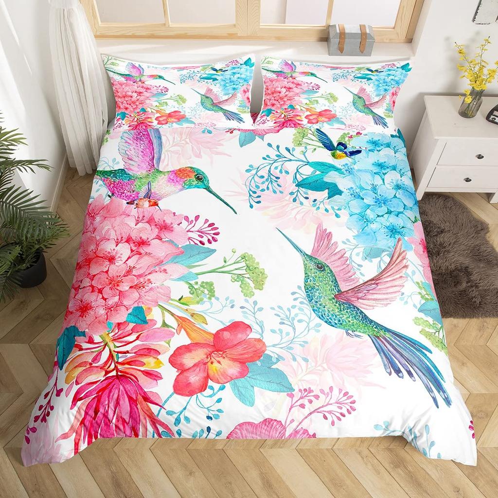 Hummingbird Duvet Cover For Kids Boys Girls Quilt Covers Lightweight Down Bedroom Decor 2 Pillowcases 1 Duvet Cover No Comforter