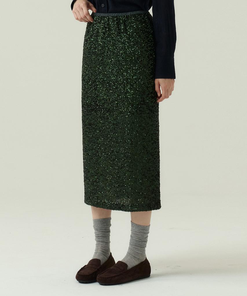 VOYONN 2.5Mm Beaded Skirt Party Green 0153