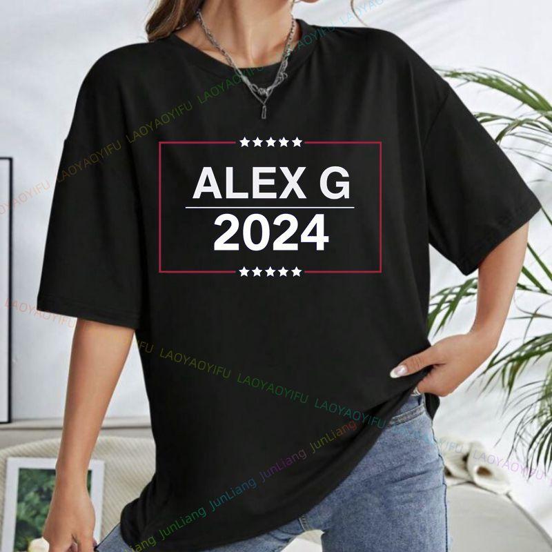 Tričko Alex G Funny Print Módní styl Gotický ležérní top Volné tričko s krátkým rukávem a výstřihem