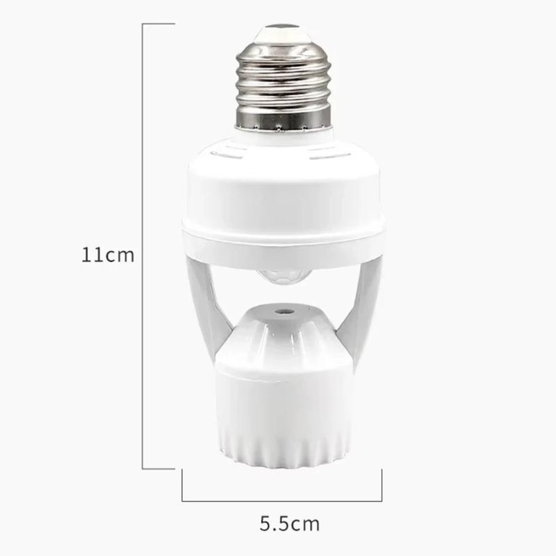 360° Motion Sensor LED Night Light Holder- E27 Smart Base with Adjustable Delay Timer (16-300s) for Corrido Auto Lighting