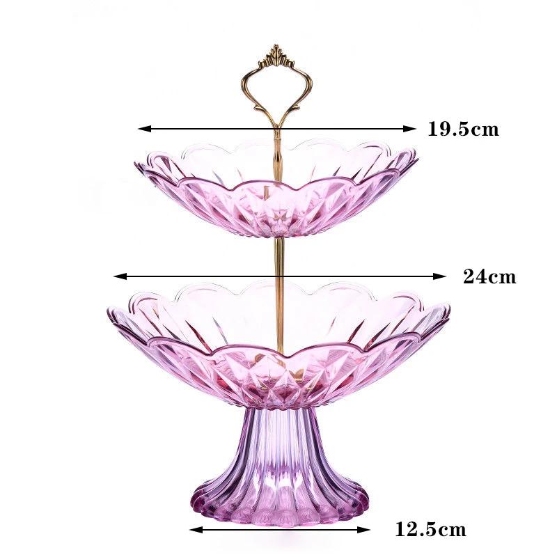 2/3 Tiers Plastic Plate Fruit Bowls Decorative Party Desserts Holder Nuts Candy Displat Stand Serving Tray for Home Party