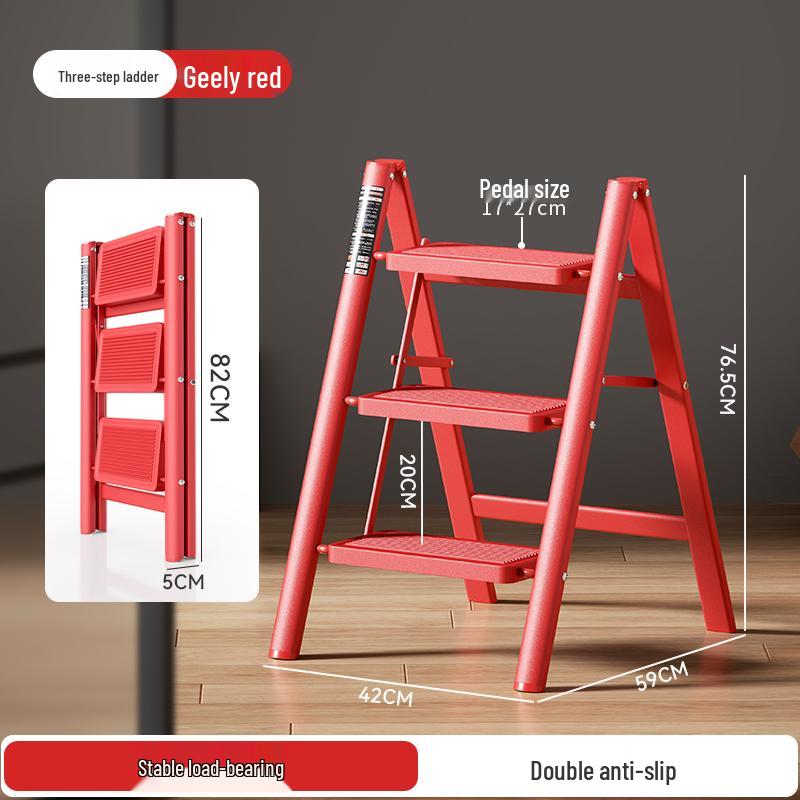 Multifunctional Folding A-Frame Telescopic Ladder: Indoor Thickened 3 or 4-Step Climbing Ladder