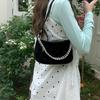 Korejský styl kapesní taška módní nová perlová řetízková taška sladká a roztomilá zipová axilární taška pro ženy pevná crossbody taška přes rameno