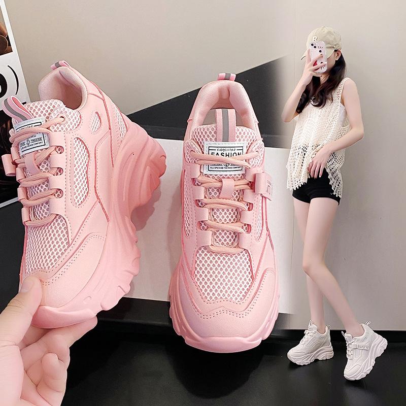 Thick-soled Dad Shoes for Women Summer Fashion Women's Shoes Lace-up Height-enhancing Sports Casual Shoes