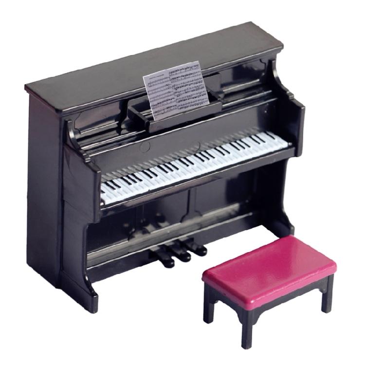Mini Miniature Piano with Stool for 1:6 1:12 Dollhouse Musical Instrument Ornament Photo Props Doll House Model for Kids